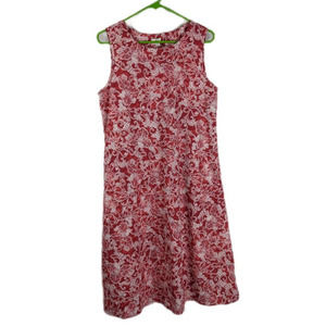 J. JILL Red & White Floral Pattern Sleeveless Linen Cotton Sundress, Size M